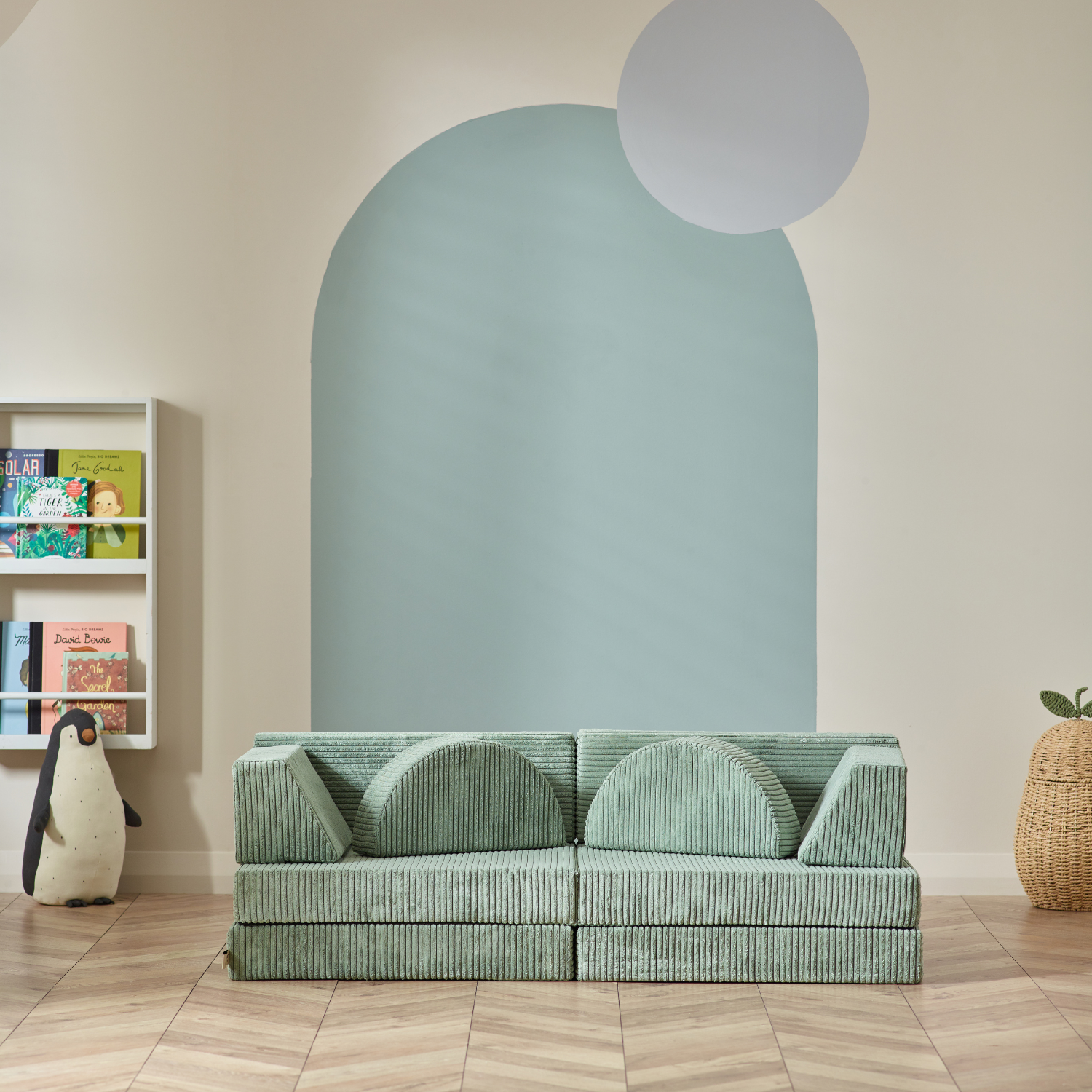 10-Piece Modular Play Sofa - Foam Building Blocks Transformable Kids Sofa | Sage Green