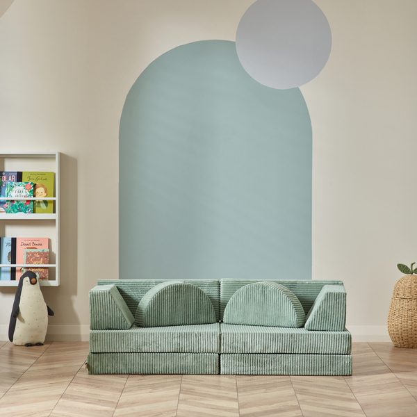 10-Piece Modular Play Sofa - Foam Building Blocks Transformable Kids Sofa | Sage Green