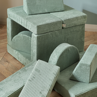 10-Piece Modular Play Sofa - Foam Building Blocks Transformable Kids Sofa | Sage Green