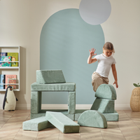 10-Piece Modular Play Sofa - Foam Building Blocks Transformable Kids Sofa | Sage Green