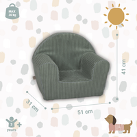 Kids Armchair with Removable Washable Cover | Lightweight Foam Toddler Chair Ages 3-6 | Reading & Playroom Furniture (Sage Green)