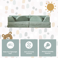10-Piece Modular Play Sofa - Foam Building Blocks Transformable Kids Sofa | Sage Green