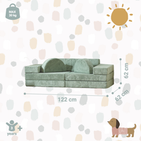 10-Piece Modular Play Sofa - Foam Building Blocks Transformable Kids Sofa | Sage Green
