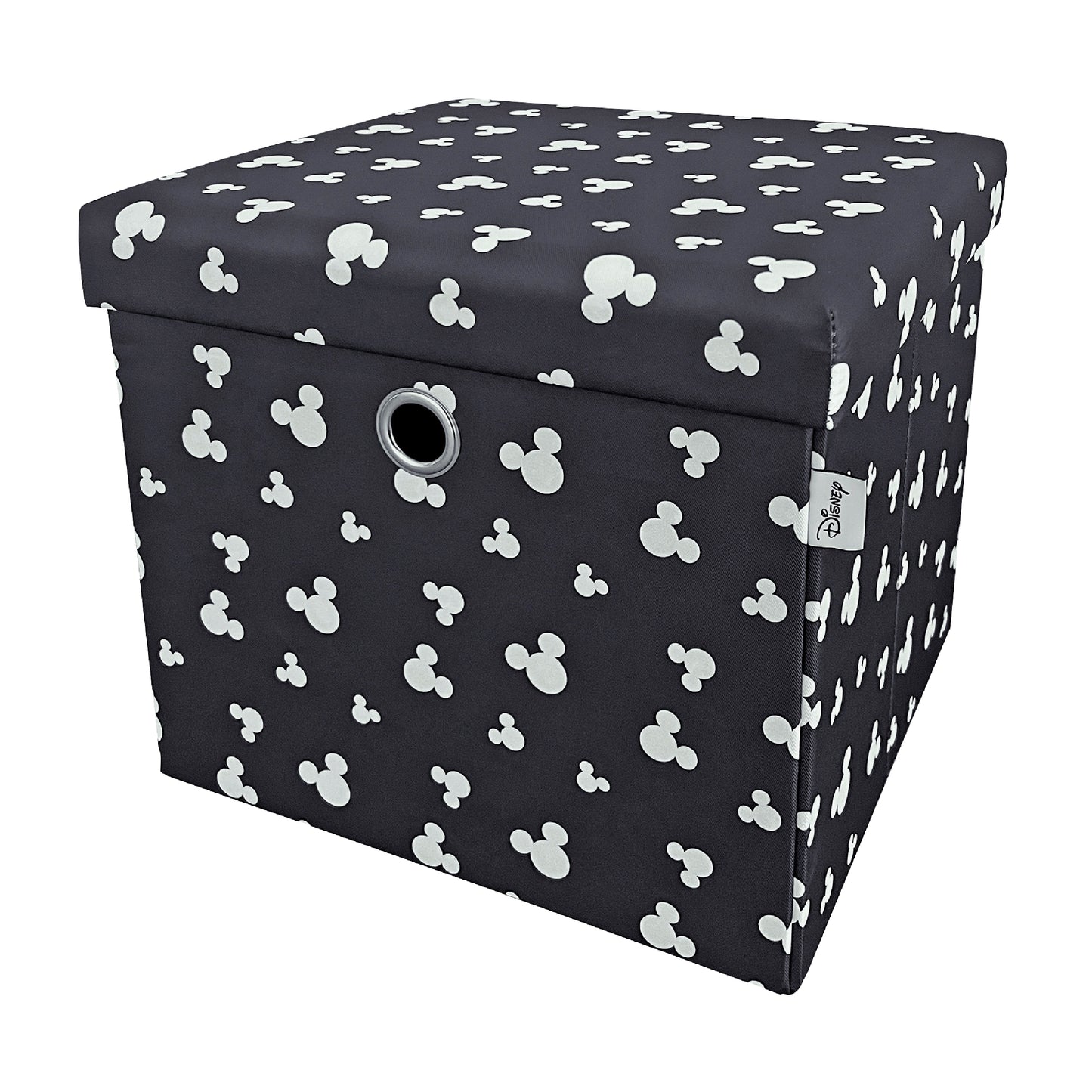 Disney Mickey Silhouette Print Square Ottoman With Storage For Kids