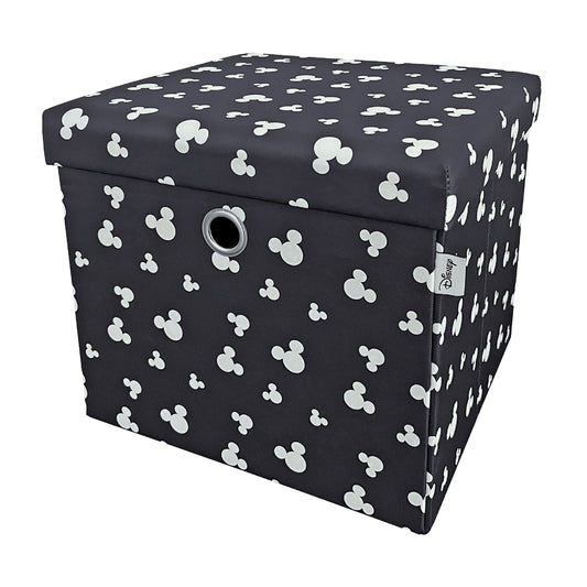 Disney Mickey Silhouette Print Square Ottoman With Storage For Kids