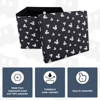 Disney Mickey Silhouette Print Square Ottoman With Storage For Kids
