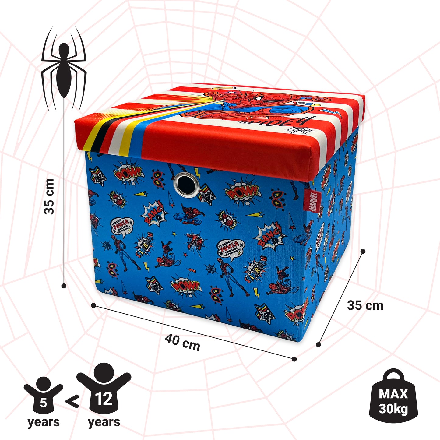 Marvel Spider Man Square Ottoman With Storage For Kids