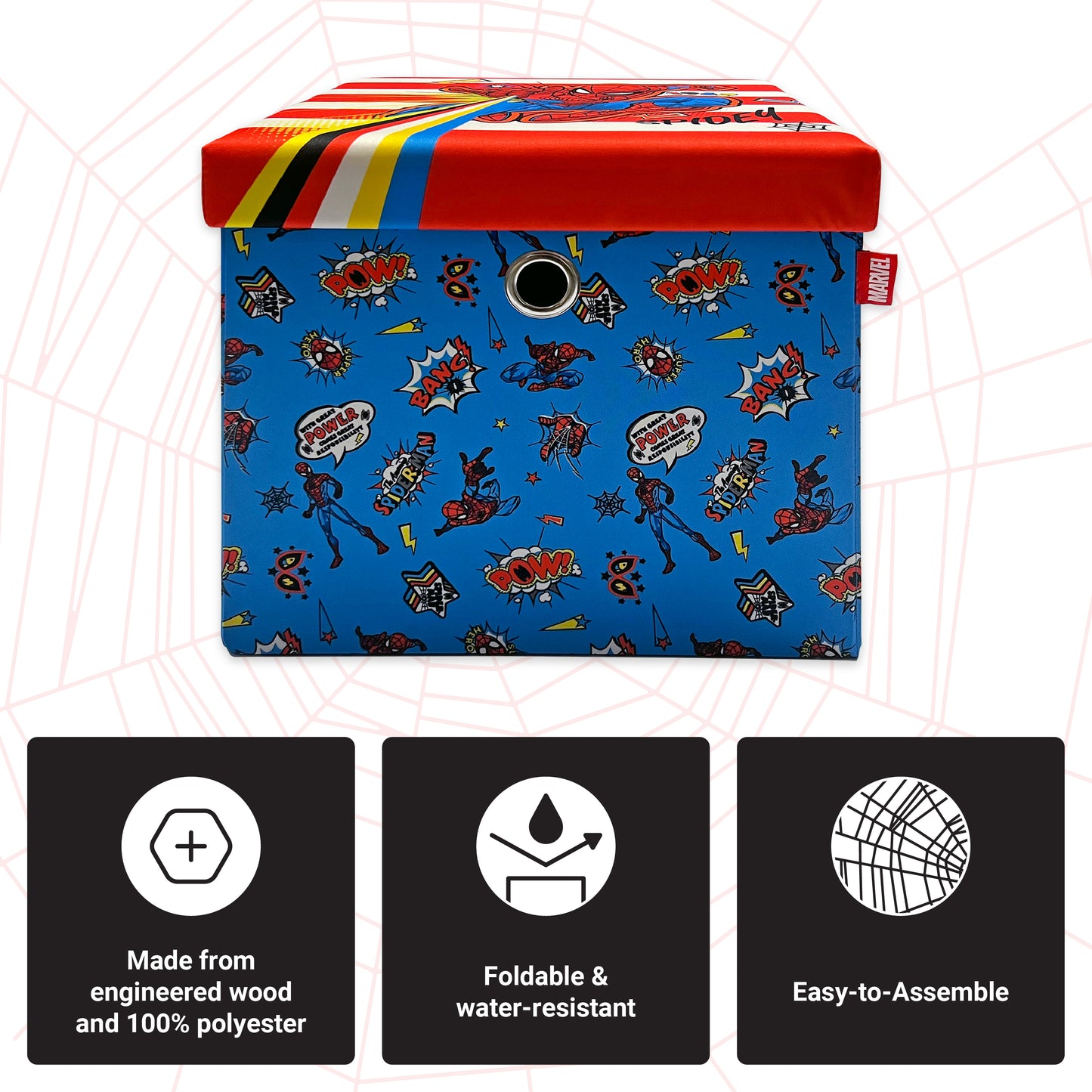 Marvel Spider Man Square Ottoman With Storage For Kids