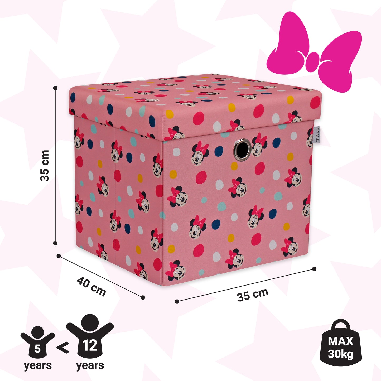 Disney Minnie Mouse Square Ottoman With Storage For Kids