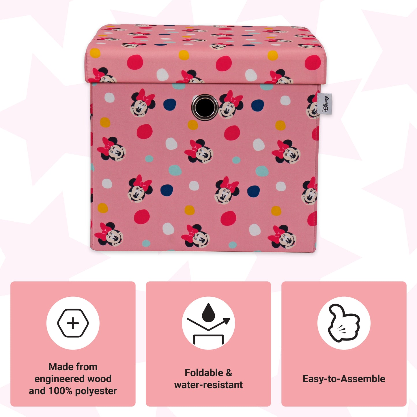 Disney Minnie Mouse Square Ottoman With Storage For Kids