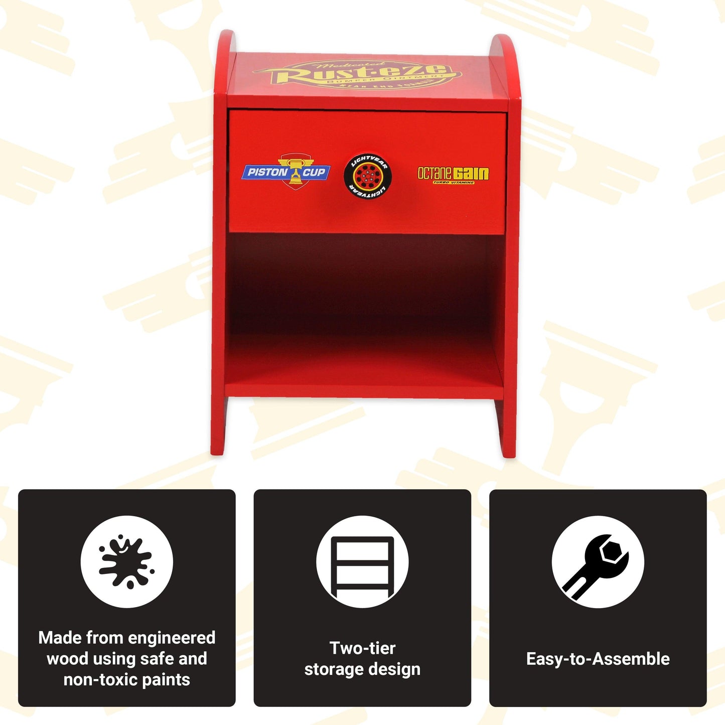 Disney Lightning McQueen Kids Bedside Table