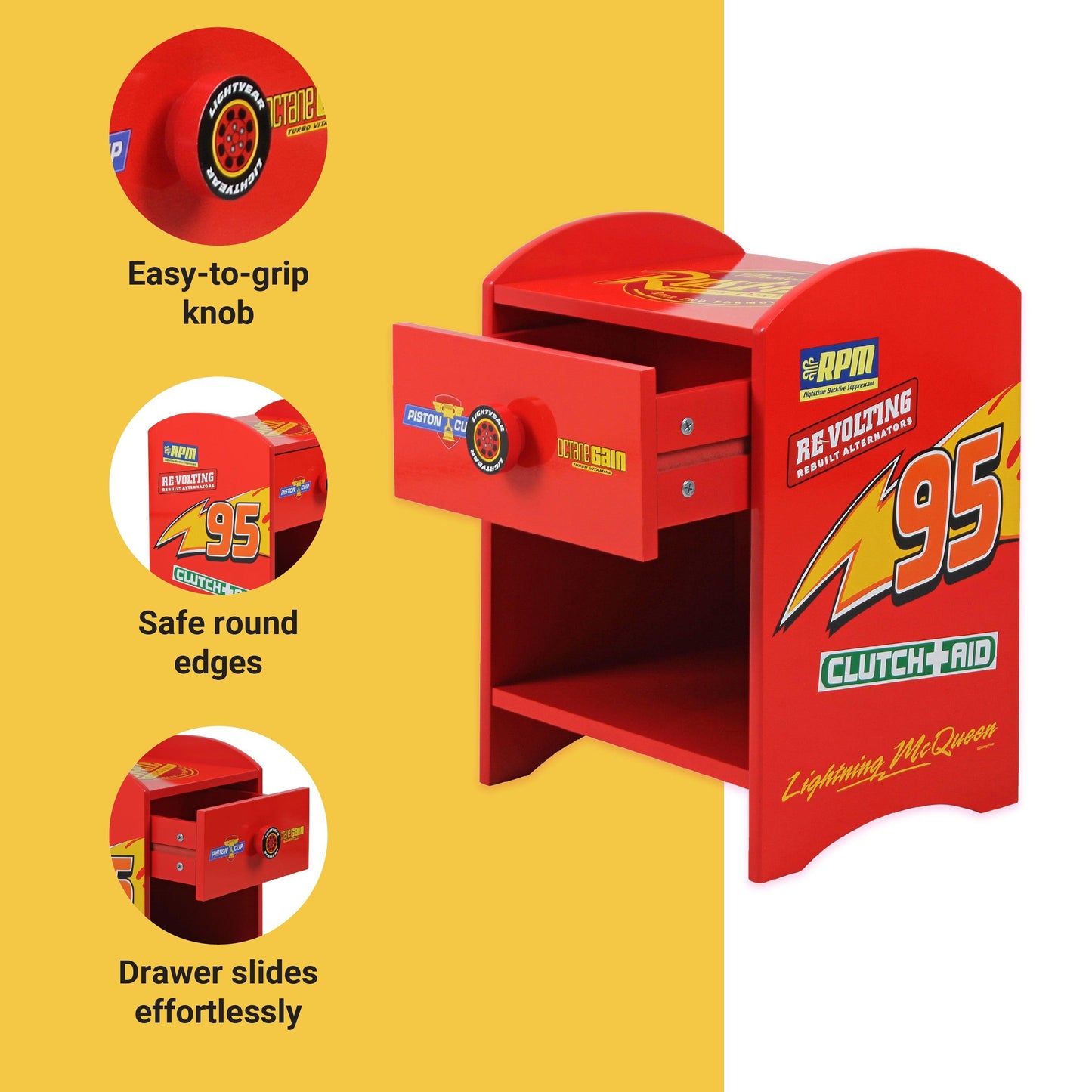 Disney Lightning McQueen Kids Bedside Table