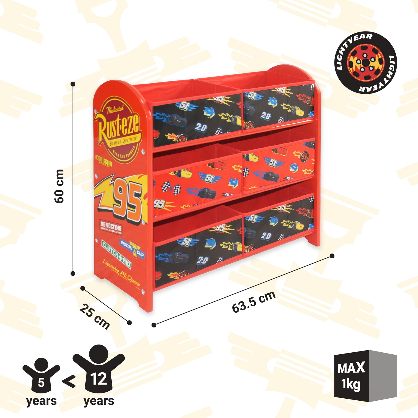 Disney Cars Lightning McQueen Toy Storage Unit