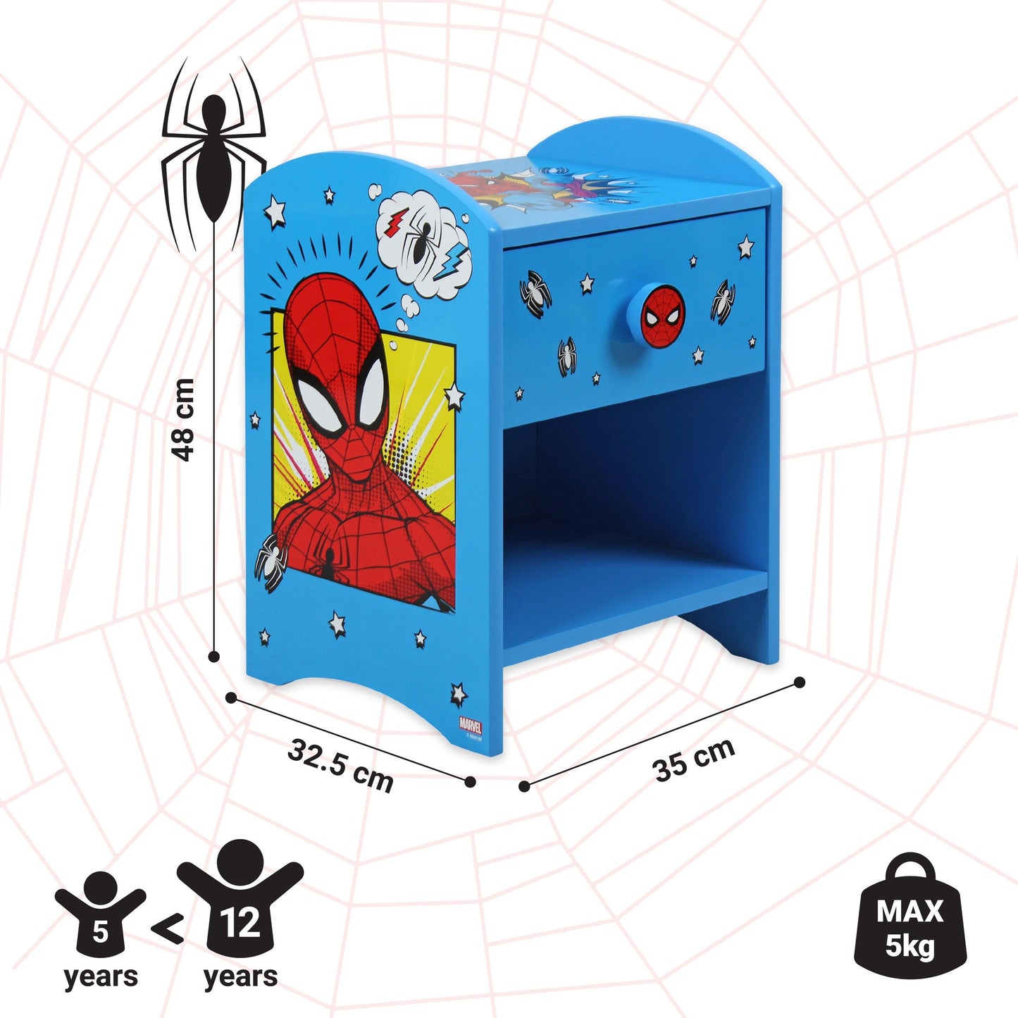 Disney Marvel Spider-Man Bedside Table for Kids