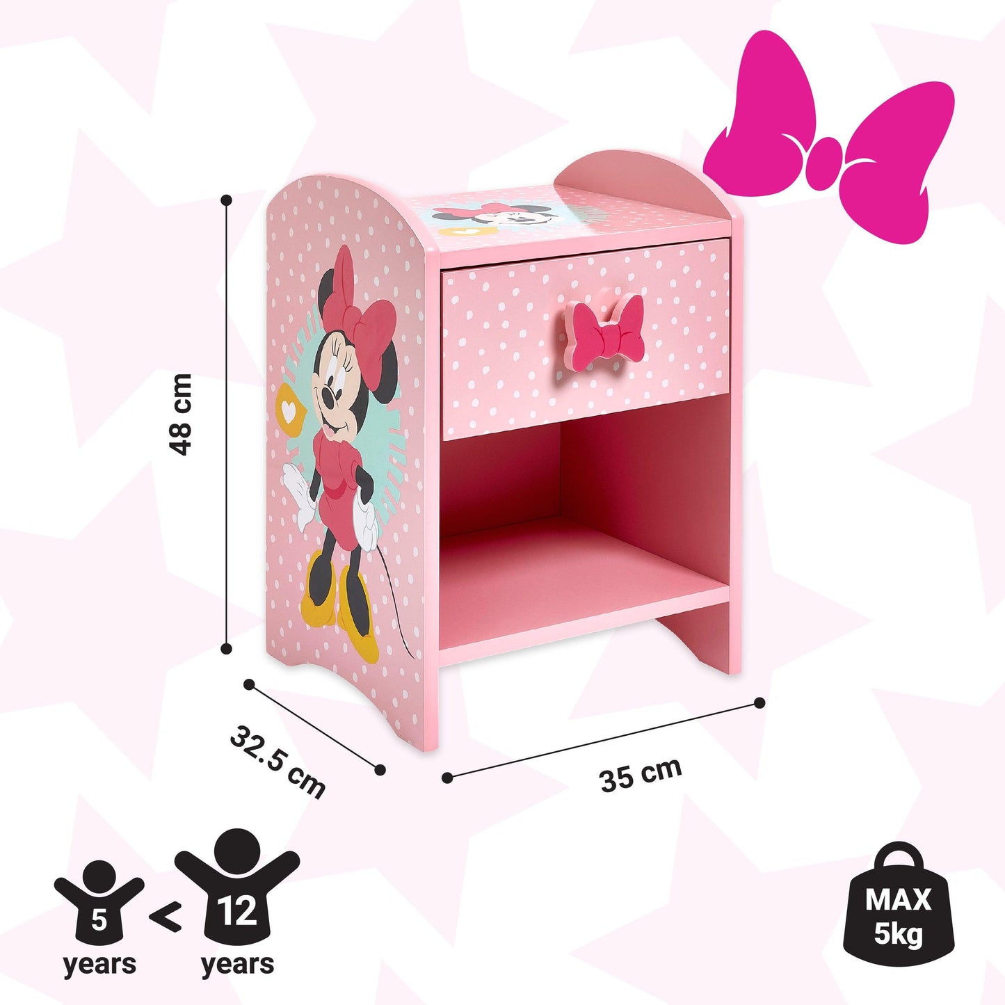 Disney Minnie Mouse Bedside Table for Kids