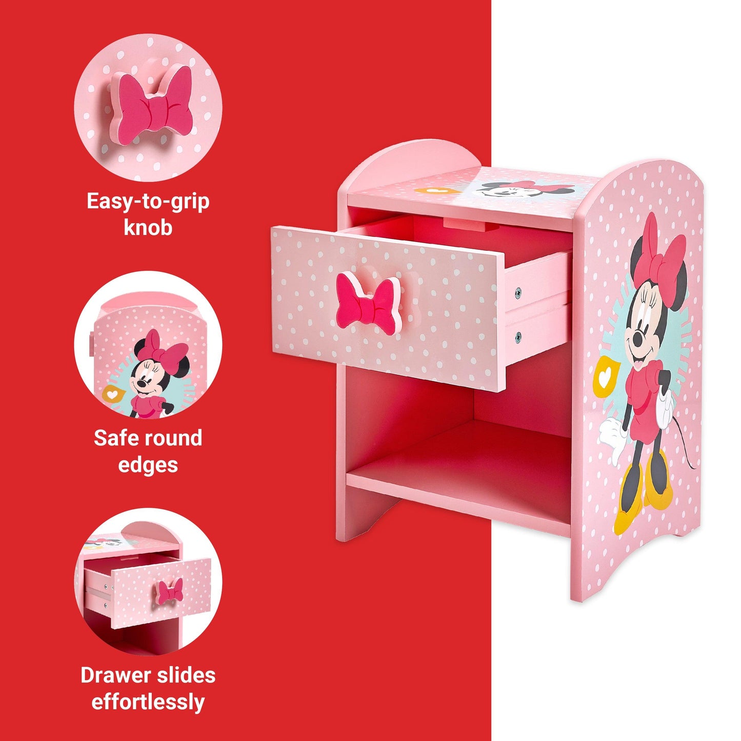 Disney Minnie Mouse Bedside Table for Kids