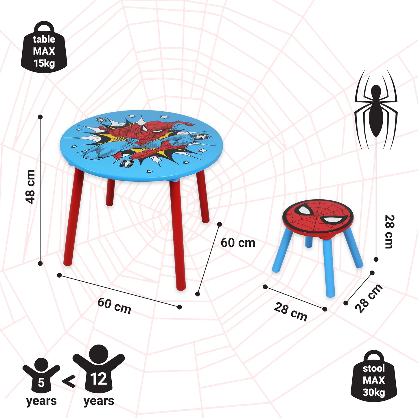 Marvel Spider-Man Table and Stool Set