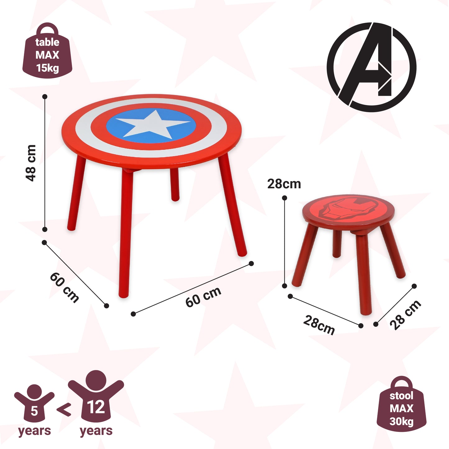 Marvel Avengers Table and Stool Set