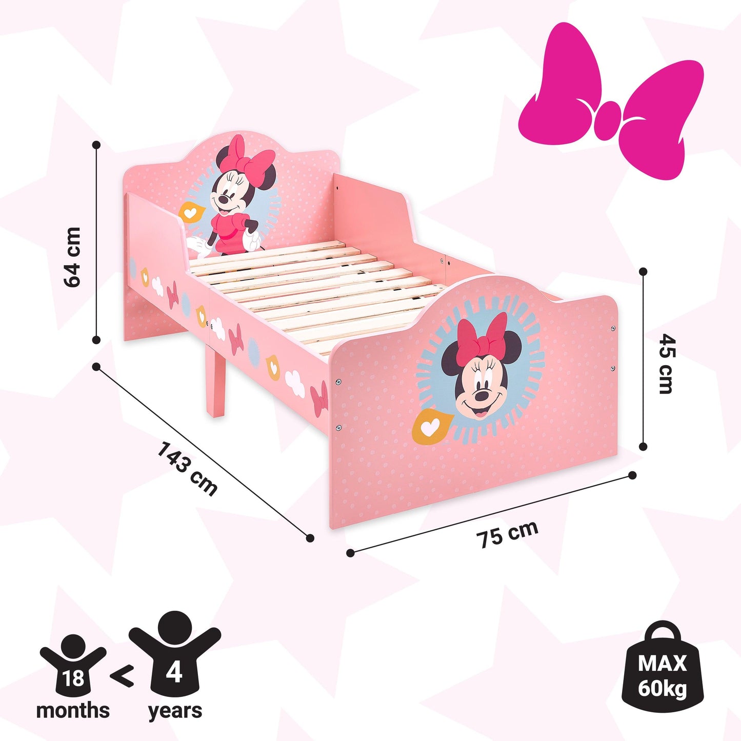 Disney Minnie Mouse Pink Toddler Bed