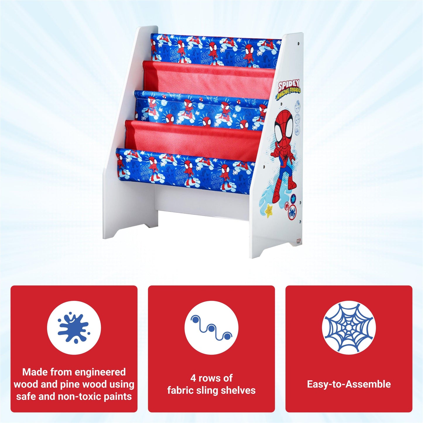 Marvel Spidey and His Amazing Friends Wooden Book Storage Rack