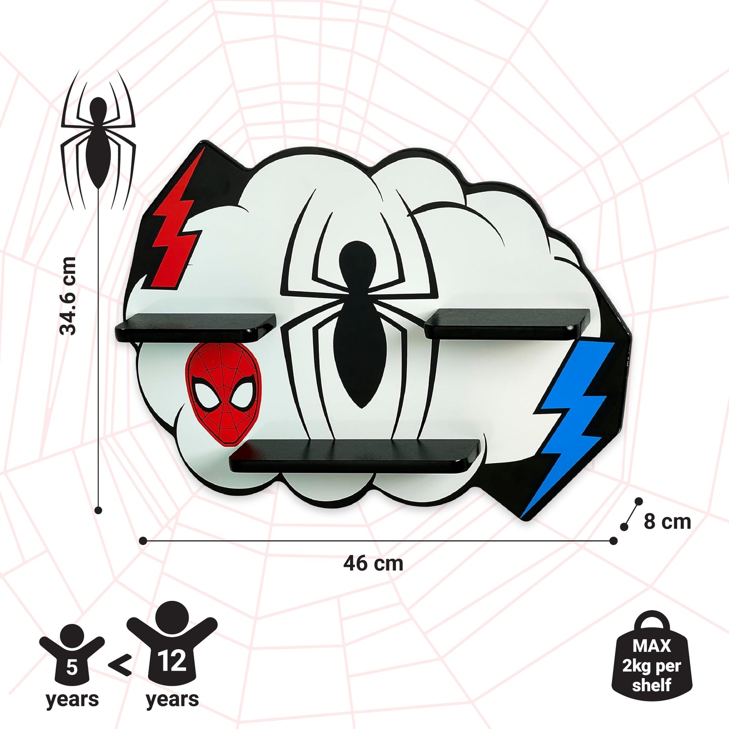 Marvel Spider-Man Cloud Large Decorative Wall Shelf