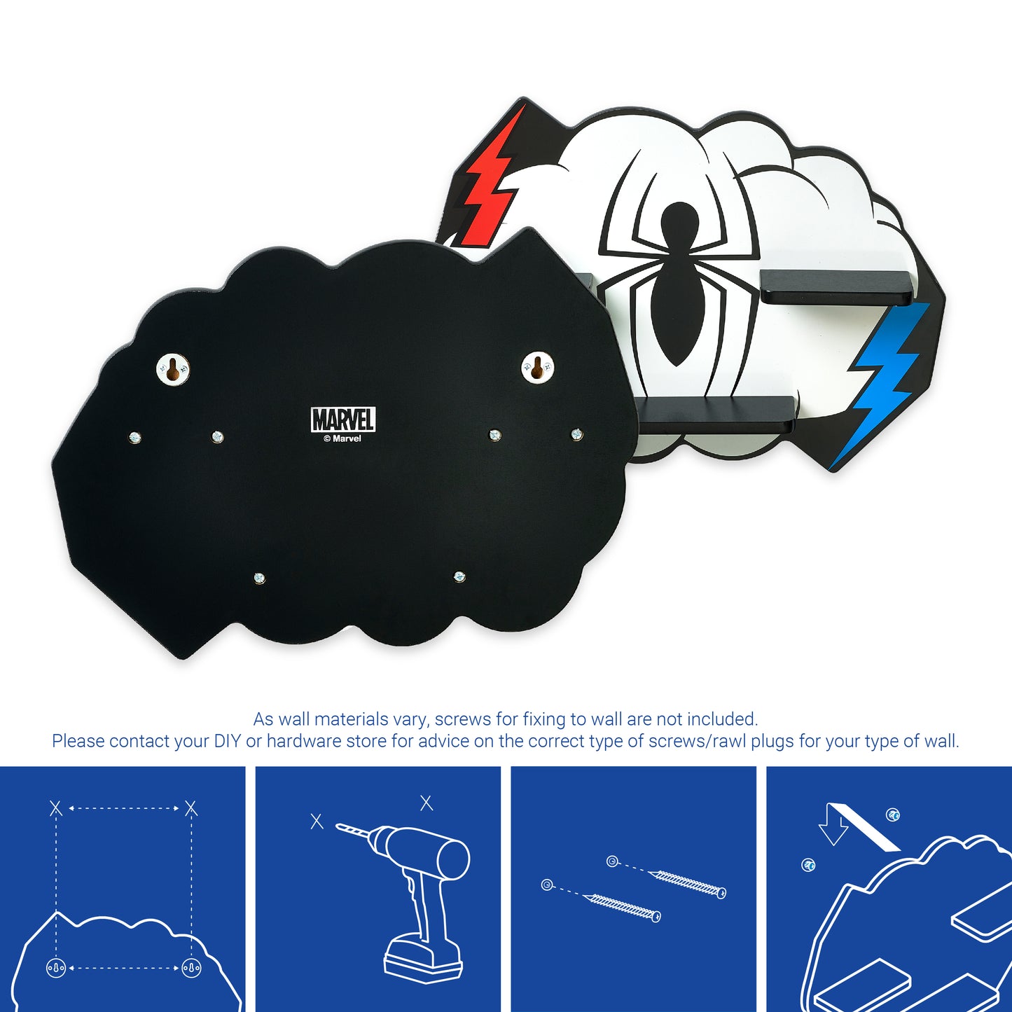 Marvel Spider-Man Cloud Large Decorative Wall Shelf