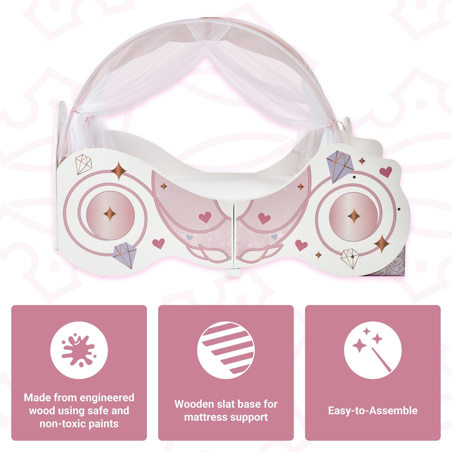 Disney Princess Carriage Toddler Bed with Canopy