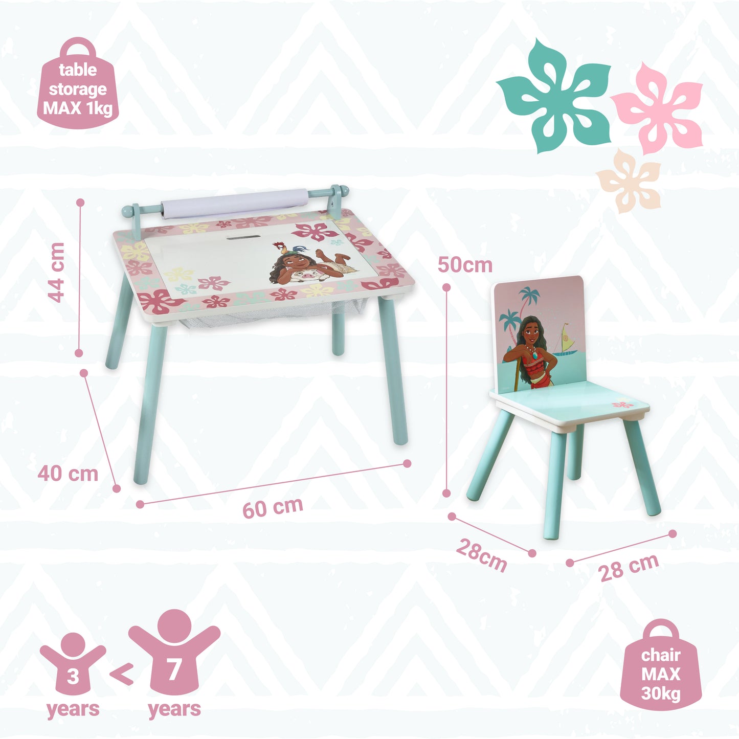 Disney Moana Kids Table and Chair Set