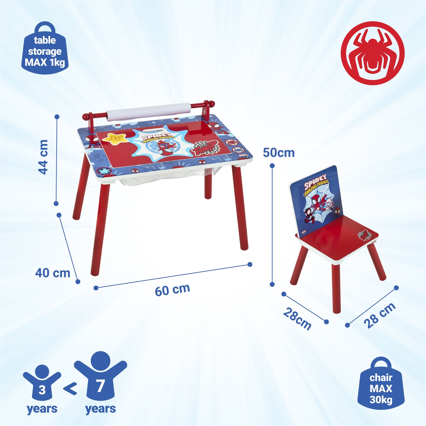 Marvel Spidey and His Amazing Friends Kids Table and Chair Set