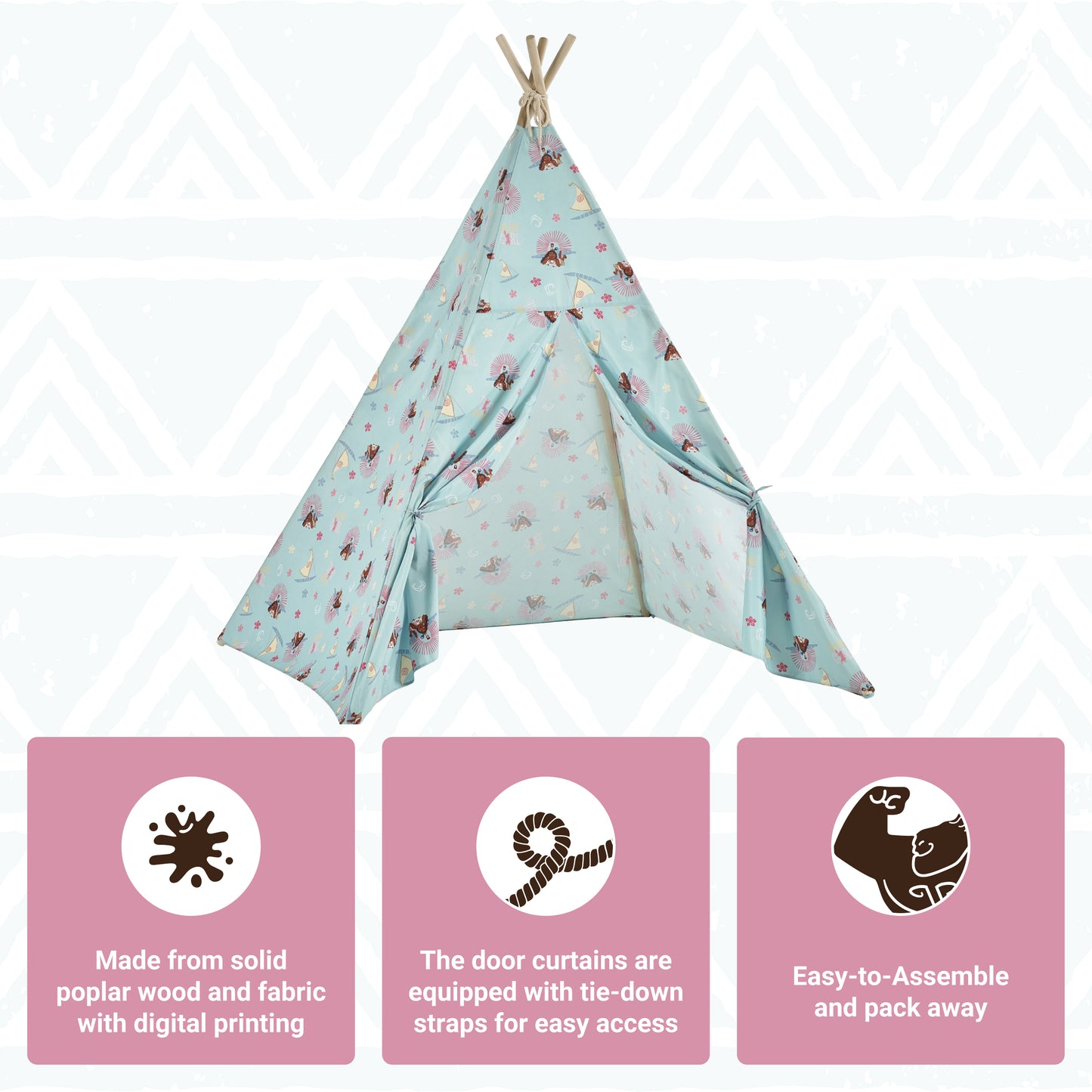 Disney Moana Kids Teepee Tent with Carry Bag
