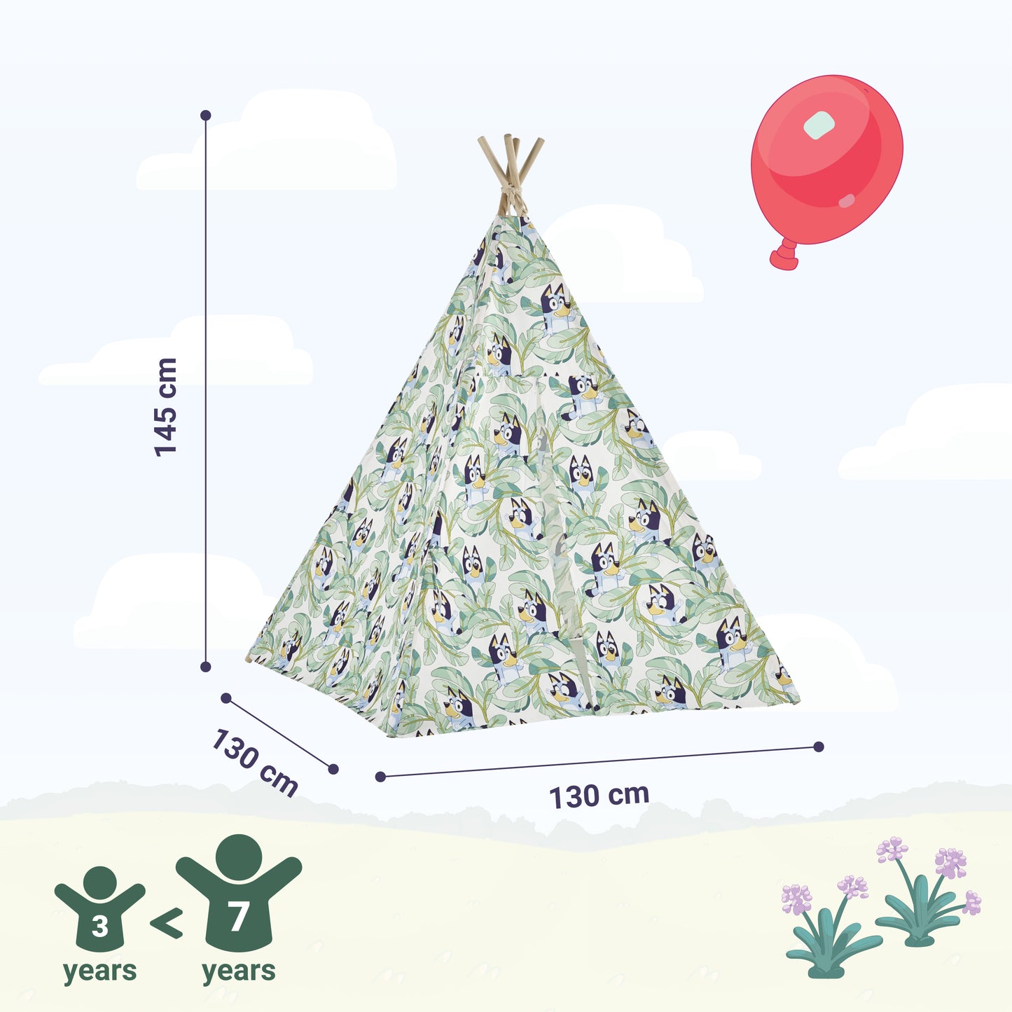 Bluey Kids Teepee Tent with Carry Bag