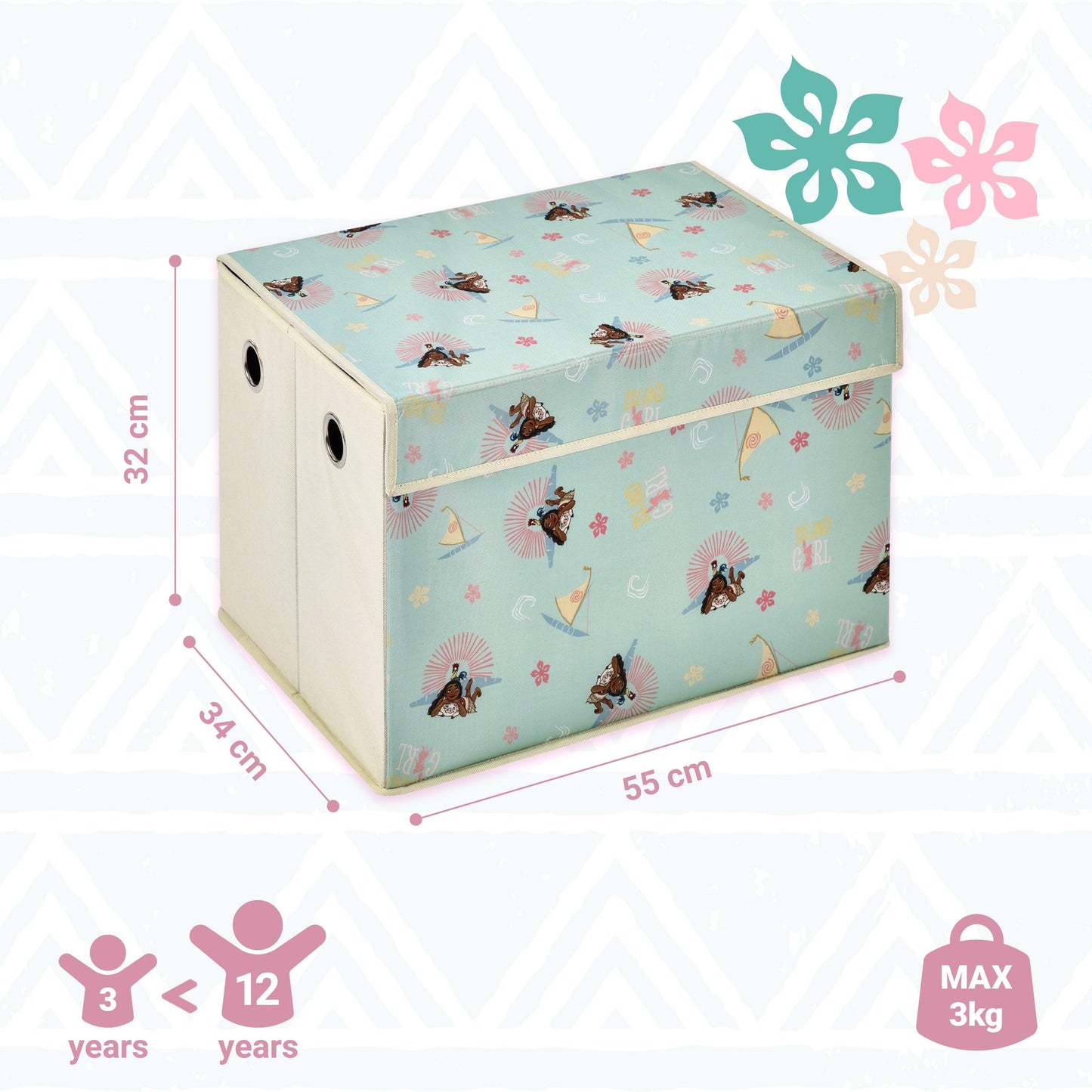 Disney Moana Large Fabric Storage Box with Flip-Top Lid