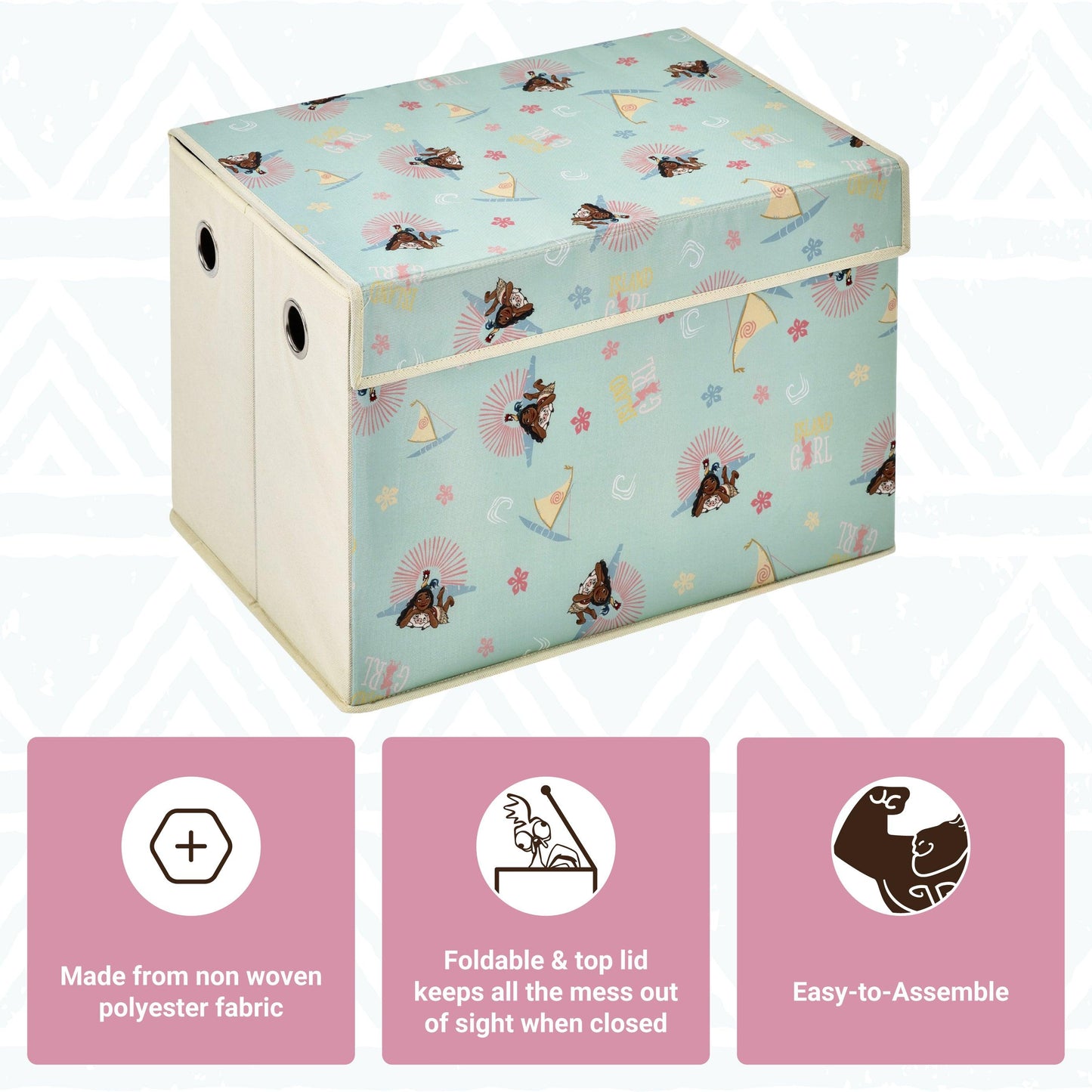 Disney Moana Large Fabric Storage Box with Flip-Top Lid