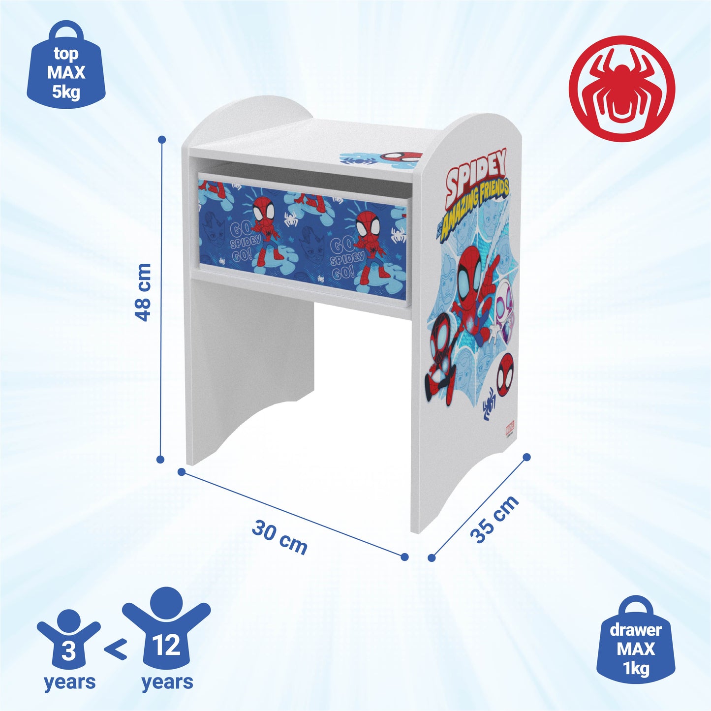 Marvel Spidey and His Amazing Friends Bedside Table