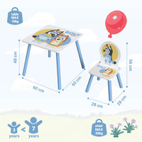 Bluey Kids Table & Chairs Set with Wooden Bookshelf Bundle