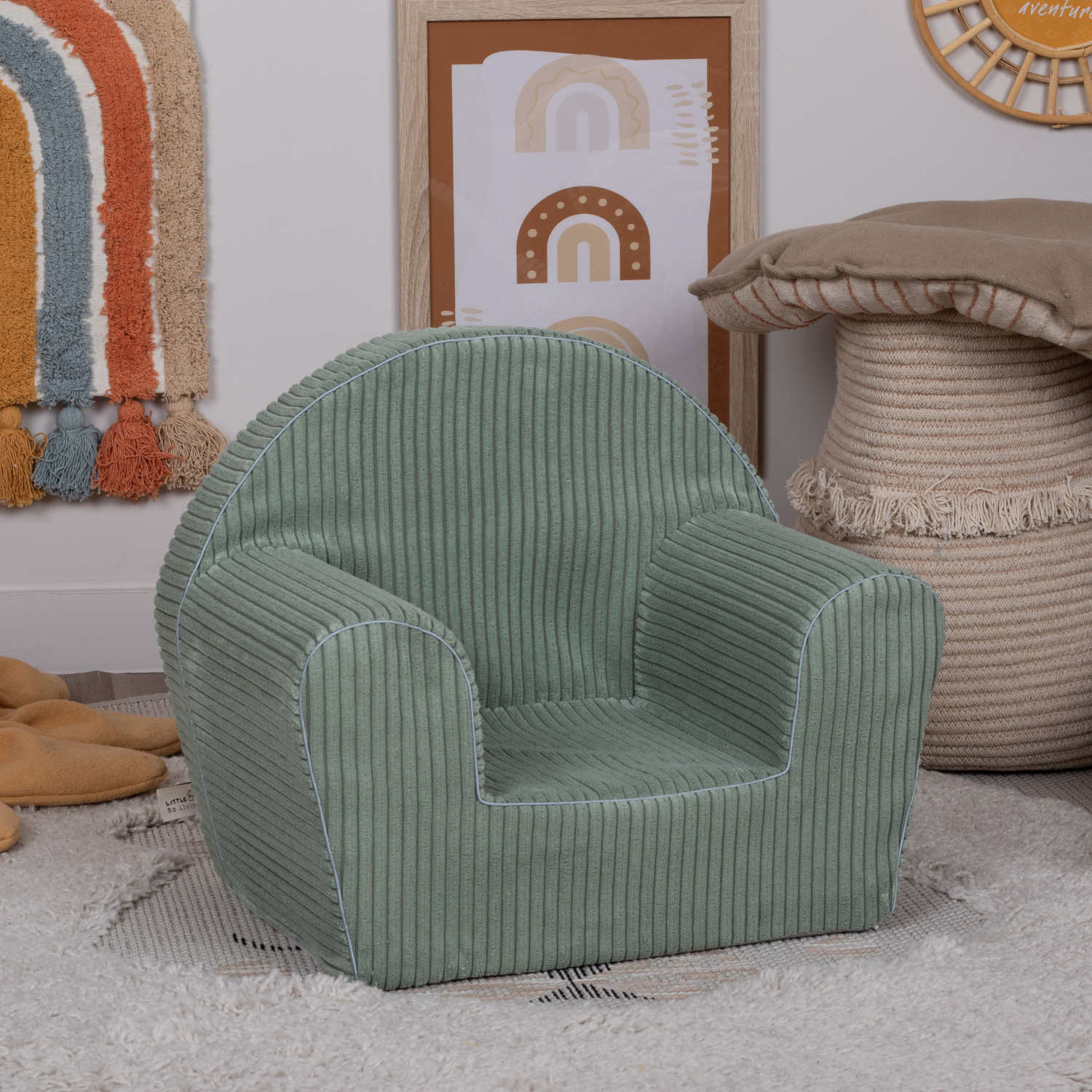 Kids Armchair with Removable Washable Cover | Lightweight Foam Toddler Chair Ages 3-6 | Reading & Playroom Furniture (Sage Green)