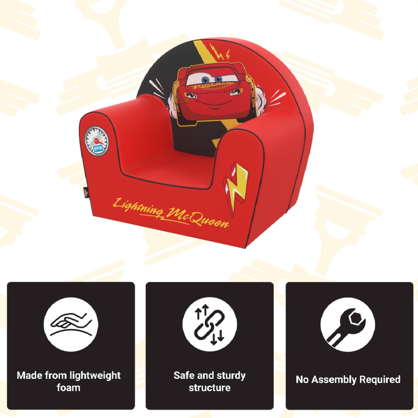Disney Lightning McQueen Kids Character Foam Armchair